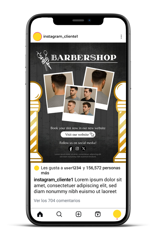 A01 - Plantilla de Canva para post de instagram de Barbería