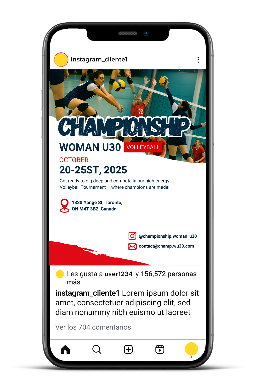 A01 - Volleyball Championship Canva Template instagram post