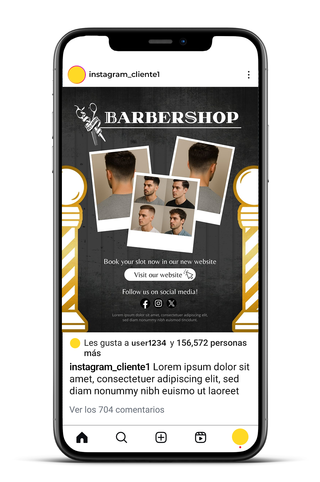 A01 - Plantilla de Canva para post de instagram de Barbería 